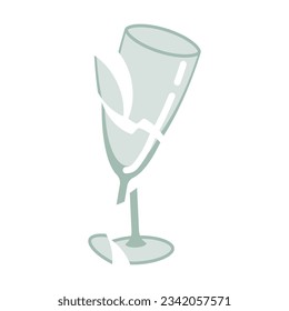 Acciones de la ilustración de los vectores de vidrio o basura. Dibujo de caricatura de vidrio roto, vidrio goblet. Ecología, medio ambiente, concepto de contaminación