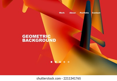 Shards shape composition abstract background. Web page for website or mobile app wallpaper