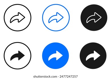 Share arrow button. Reply vector sign. Message reply icon. Publish arrow symbol.