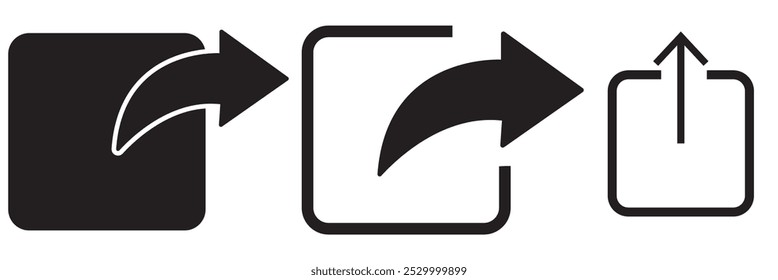 Botão de seta de compartilhamento. Sinal de vetor de resposta. Ícone de resposta à mensagem. Publicar símbolo de seta.