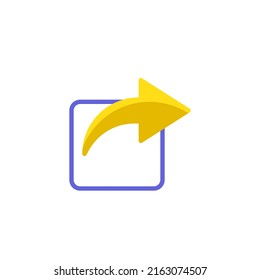 Share arrow flat icon, sharing vector sign, colorful pictogram isolated on white. Symbol, logo illustration. Flat style design