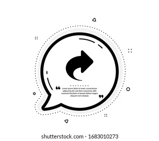 Icono de flecha para compartir. Burbuja del discurso de cita. Símbolo de eje lateral de enlace. Signo de comunicación. Marcas de cotización. Icono de recurso compartido clásico. Vector
