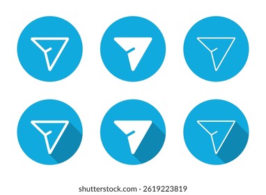Share arrow icon set with long shadow. Send, direct message button sign symbol