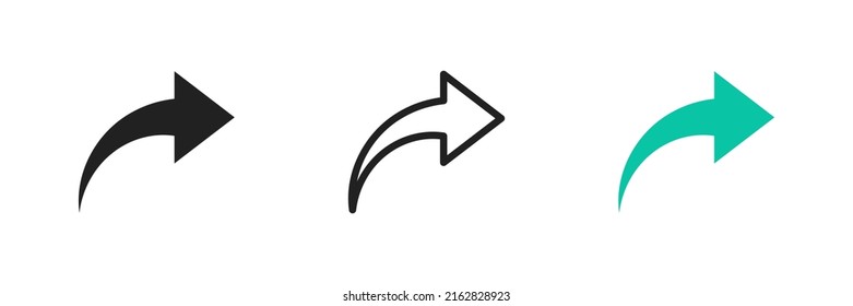 Share arrow icon set. Send forward arrow symbol. Vector illustration. Curved arrows.