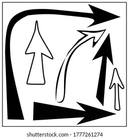 Diseño de vectores de símbolos de iconos de flecha para recursos gráficos, plantilla y logotipo. Símbolos de flechas Vector de objetos aislados. 