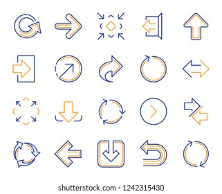 Share arrow icons. Set of Download, Synchronize and Recycle icons. Undo, Refresh and Login symbols. Sign out, download and Upload. Universal arrow elements, share, synchronize sign. Vector
