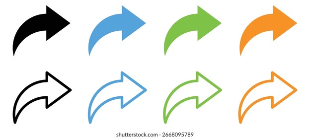 Share Arrow Icons Set – Flat and Minimal Vector Symbols for Web and Interface Design