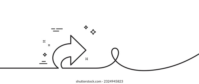 Share arrow line icon. Continuous one line with curl. Link Arrowhead symbol. Communication sign. Share single outline ribbon. Loop curve pattern. Vector