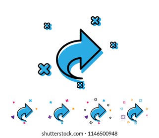 Share arrow line icon. Link Arrowhead symbol. Communication sign. Line icon with geometric elements. Bright colourful design. Vector