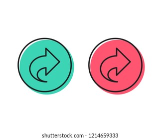 Share arrow line icon. Link Arrowhead symbol. Communication sign. Positive and negative circle buttons concept. Good or bad symbols. Share Vector