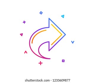 Share arrow line icon. Link Arrowhead symbol. Communication sign. Gradient line button. Share icon design. Colorful geometric shapes. Vector