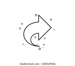 Share arrow line icon. Link Arrowhead symbol. Communication sign. Geometric shapes. Random cross elements. Linear Share icon design. Vector
