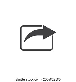 Share arrow vector icon. filled flat sign for mobile concept and web design. Share button glyph icon. Symbol, logo illustration. Vector graphics
