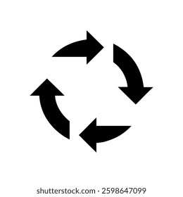 Share arrows forming a circle icon black and write