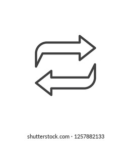 Share arrows outline icon. linear style sign for mobile concept and web design. Left and right arrows simple line vector icon. Symbol, logo illustration. Pixel perfect vector graphics