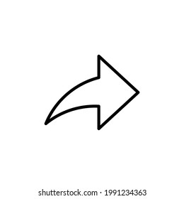 Share black line icon. Simple share content arrow badge. Trendy flat isolated symbol sign can be used for: illustration, outline, logo, mobile, app, design, web, dev, ui, ux, gui. Vector EPS 10