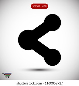 Share black solid social symbol icon, stock vector illustration flat design style