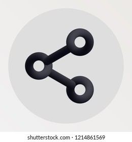 Share blended bold black line icon. Vector illustration of share button shape fluid pictogram in a circle over white background for your graphic and web design