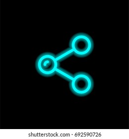 Share blue glowing neon ui ux icon. Glowing sign logo vector