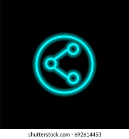 Share blue glowing neon ui ux icon. Glowing sign logo vector