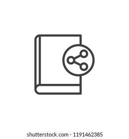 Share book outline icon. linear style sign for mobile concept and web design. Sharing ebook simple line vector icon. Symbol, logo illustration. Pixel perfect vector graphics