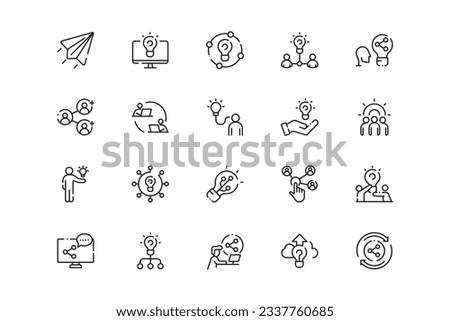 Share Business Idea lines icon set. Share Business Idea genres and attributes. Linear design. Lines with editable stroke. Isolated vector icons.