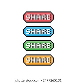 share button 8 bit text share Pixel art 8-bit for game