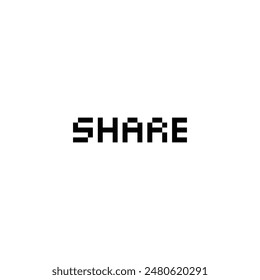 share button 8 bit text share Pixel art 8-bit for game