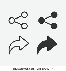 Share button arrow icon. Send symbol. Right arrow vector illustration. Share arrow sign. Social media interface web element. Publish button.