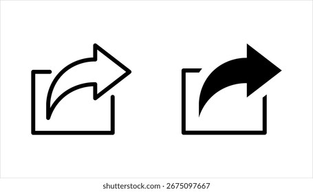 Icono de flecha de Botón de Compartir. Enviar símbolo. Signo de flecha de Compartir. Ilustración vectorial sobre fondo blanco