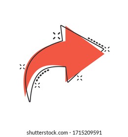 Share button icon in comic style. Arrow cartoon sign vector illustration on white isolated background. Send file splash effect business concept.