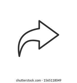 Share button icon in flat style. Arrow sign vector illustration on white isolated background. Send file business concept.