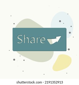 Share button icon on multicolored background. Layers grouped for easy editing illustration. For your design.