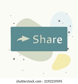 Share button icon on multicolored background. Layers grouped for easy editing illustration. For your design.