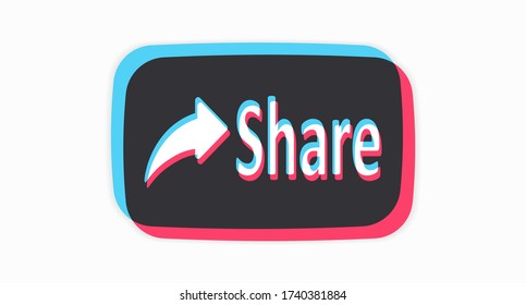 Share button. Button for the interface drawn in a flat style and isolated on a white background. Vector illustration