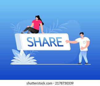 Share button people. Flat button. Flat vector illustration. Social media icon.