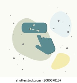 Share button vector icon. The hand presses the share button on multicolored background. Layers grouped for easy editing illustration. For your design.