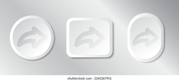 share button vector set 3d realistic white tone style, player button collection, technology and online streaming buttons, technology illustration sign and symbol