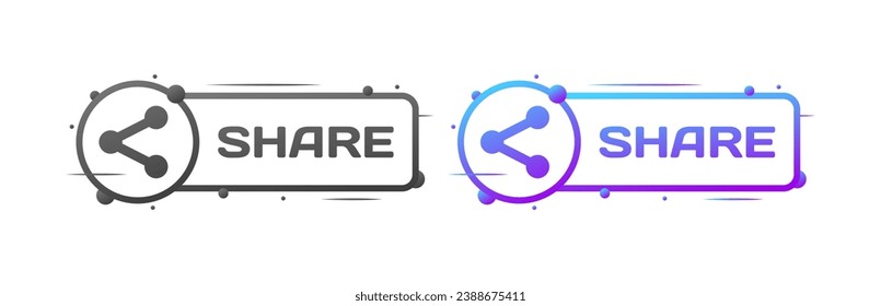 Share buttons. Different styles, share icons, share button. Vector icons