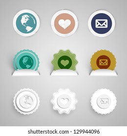 Share buttons made of paper, vector