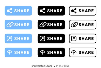Share buttons set. Vector icons