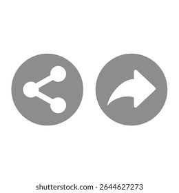 Share circle button icon set. Sharing post or media with arrow vector icons.