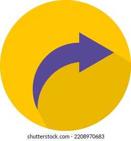 Share circular icon. Share symbol on yellow background. Flat design of an icon to send files.