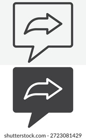 Conjunto de iconos de estilo diferente de flecha de comentario de Compartir. Línea moderna, contorno e ícono sólido Vector editable de trazo y símbolo para compartir ícono.