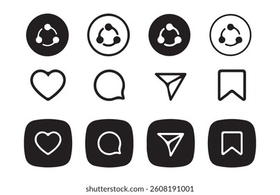 Share, Comment, Love, hearts, Save, Share line icon button, outline - Connect, data sharing, link symbol. Vector Illustration Eps 10