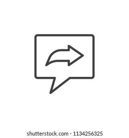 Share comment outline icon. linear style sign for mobile concept and web design. Send social media information simple line vector icon. Symbol, logo illustration. Pixel perfect vector graphics
