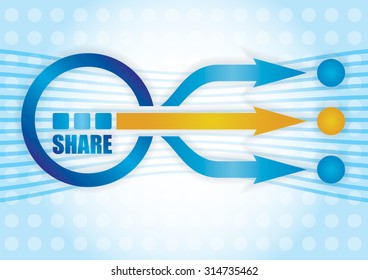 Share concept. Illustration with abstract sign and digital background