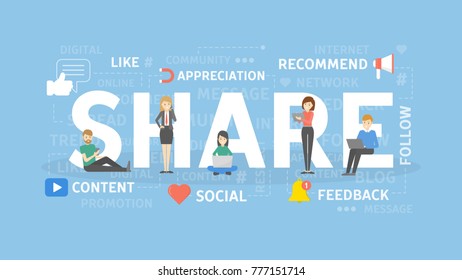 Share concept illustration. Idea of recommendation, feedback and content.