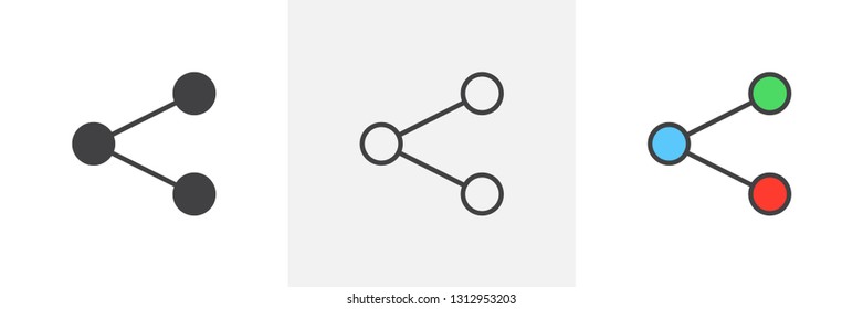 Share connection icon. Line, glyph and filled outline colorful version, link share outline and filled vector sign. Symbol, logo illustration. Different style icons set. Pixel perfect vector graphics