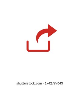 Share content icon. Upload media symbol. User interface button. Curved arrow for multimedia navigation. Networking. Send. Simple Design. Web and mobile app. Arrow from base. Vector. Graphic Design. 